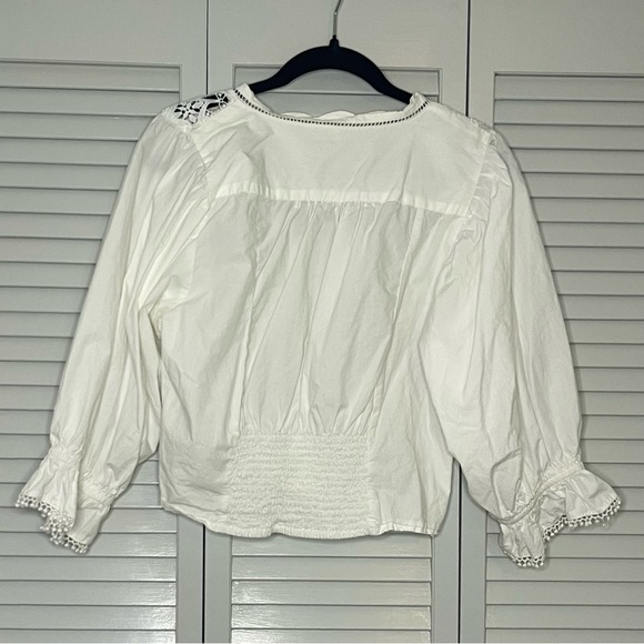 Free People White 3/4 Sleeve Louella Embroidered Top - Picture 3 of 7